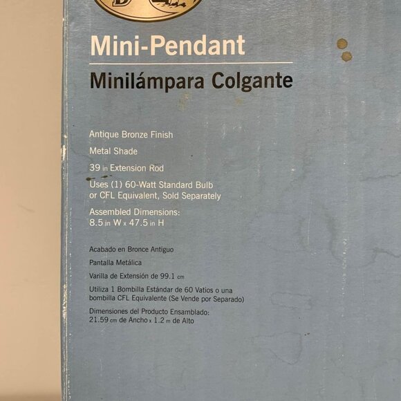 New Hampton Bay Mini-Pendant Antique Bronze Finish - Picture 4 of 4